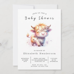 Invitación Pastel Happy Cow Baby Shower