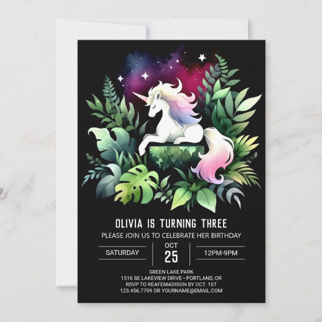 Invitación Pastel Happy Horse Birday (Anverso)