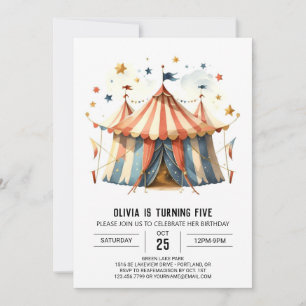 Invitación Pastel Happy Whimsy Circus Birday