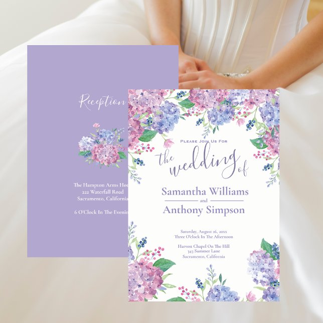 Invitación Pastel Hydrangeas Boda Floral (Pastel Hydrangeas Floral Wedding Invitation)
