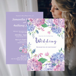 Invitación Pastel Hydrangeas Boda púrpura