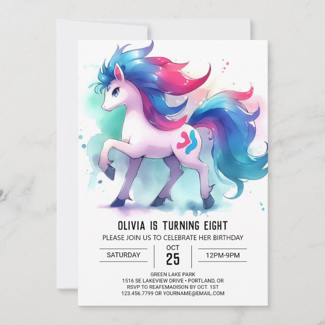 Invitación Pastel Imprimible Horario Cumpleaños (Anverso)
