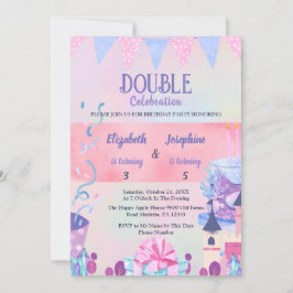 Invitación Pastel Joint Girls Double Birthday Celebration