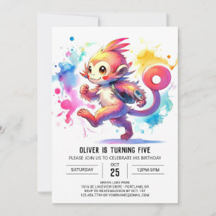 Invitación Pastel Joyful Monkey Cumpleaños