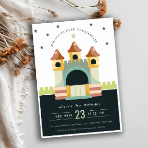 Invitación Pastel Jumping Castle Saltar y Jugar Niños Cumplea
