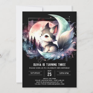 Invitación Pastel Jungle Wolf Birthday
