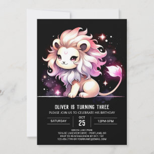 Invitación Pastel Kids Lion Birthday