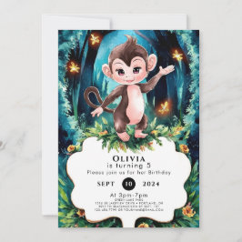 Invitación Pastel Kids Monkey Cumpleaños