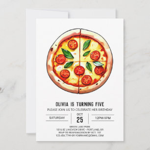 Invitación Pastel Kids Pizza Cumpleaños