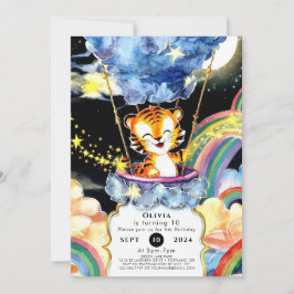 Invitación Pastel Kids Tiger Birthday