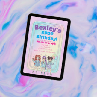Invitación Pastel KPOP Girls Birthday Celebration