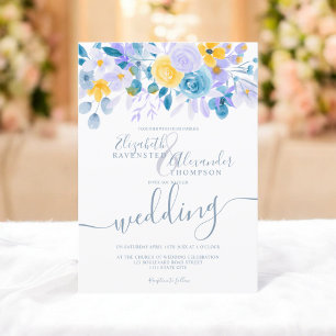 Invitación Pastel lavender naranja gris floral boda de invier