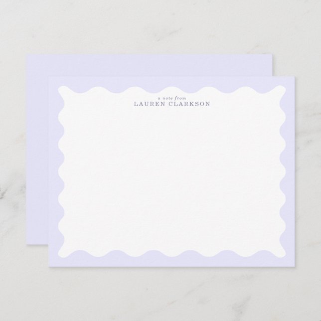 Invitación Pastel Lavender Wavy Frame Note Card (Anverso / Reverso)