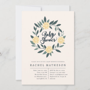 Invitación Pastel Lemon wreath baby ducha
