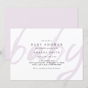 Invitación Pastel Lila Mínimo Sexo Neutral Baby Shower
