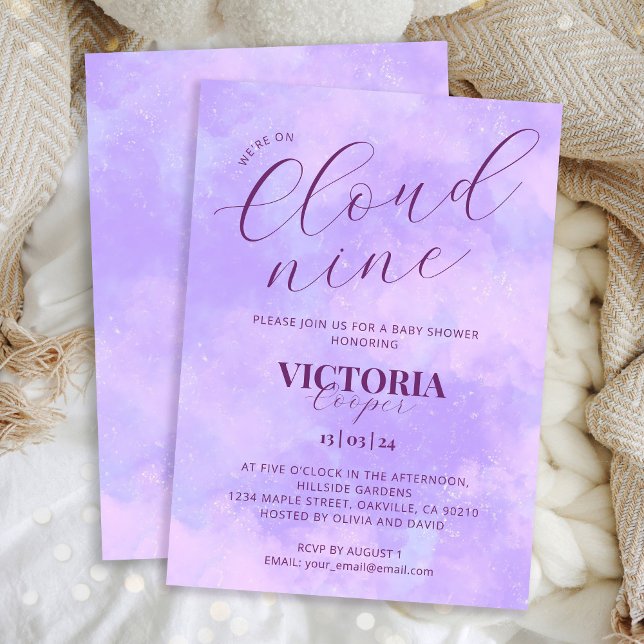 Invitación Pastel Lilac Cloud Nueve Baby Shower (Subido por el creador)