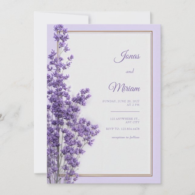 Invitación Pastel Lilac Romantic Gold Lavender Frame (Anverso)