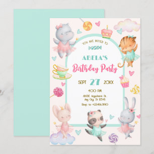 Invitación Pastel lindo cumpleaños de bailarina