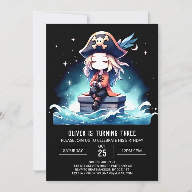 Invitación Pastel Little Pirate Cumpleaños (Anverso)
