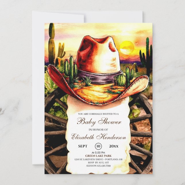 Invitación Pastel Little Western Cowboy Baby Shower (Anverso)