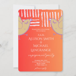 Invitación Pastel Lovebirds Engagement Party