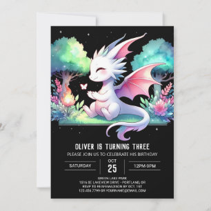 Invitación Pastel Magical Dragon Birthday