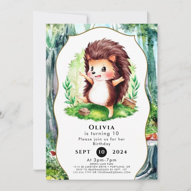 Invitación Pastel Magical Hedgehog Cumpleaños (Anverso)