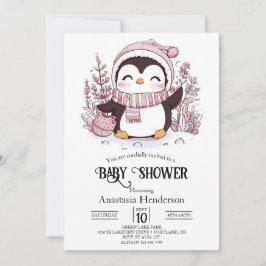 Invitación Pastel Magical Penguin Baby Shower