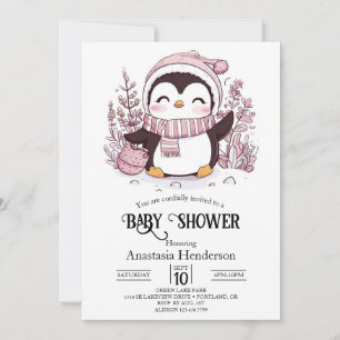 Invitación Pastel Magical Penguin Baby Shower