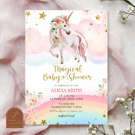Invitación Pastel Magical Unicorn Baby Shower