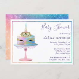 Invitación Pastel magico unicornio | Ducha acuarela de fantas