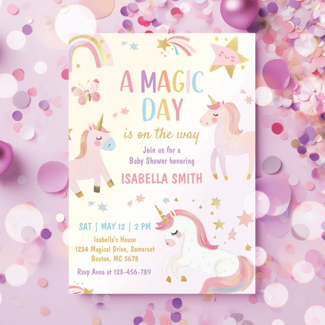 Invitación Pastel mágico, unicornio, ducha de bebé arcoiris (Subido por el creador)