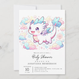 Invitación Pastel Majestic Dragon Baby Shower