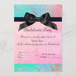 Invitación Pastel mármol despedida de soltera verde rosa nuev