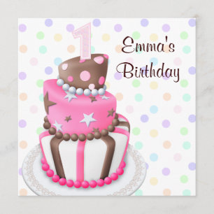 Invitación Pastel marrón rosa presenta a Chicas Fiesta de pri