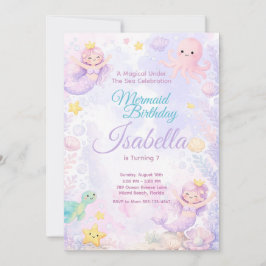 Invitación Pastel Mermaid Birthday Invitation Under The Sea 
