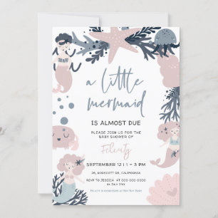 Invitación Pastel Mermaid Under the Sea Baby Shower