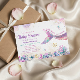 Invitación Pastel Mermaid Undersea Baby Girl
