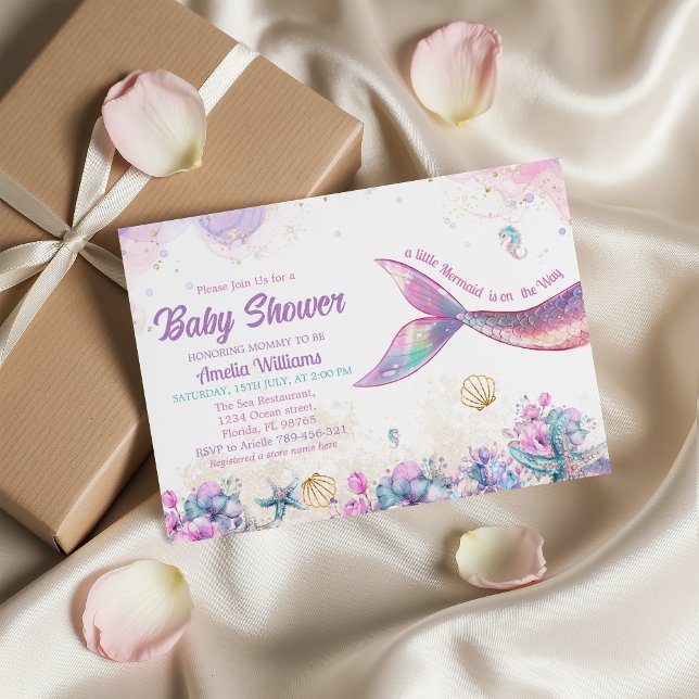 Invitación Pastel Mermaid Undersea Baby Girl (Subido por el creador)