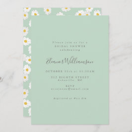 Invitación Pastel Mint Sage Green Daisy Flower Bridal Shower