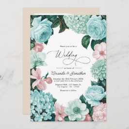 Invitación Pastel Mint, Seafoam & Shell Pink Wedding