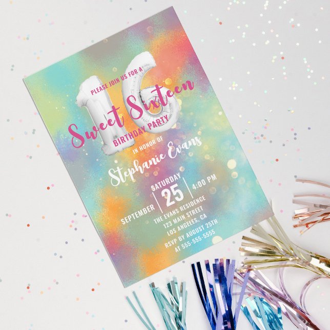 Invitación Pastel Moda de arcoiris dulce Dieciséis cumpleaños (Subido por el creador)