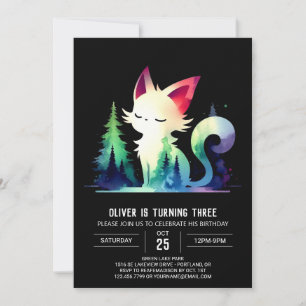 Invitación Pastel Modern Cat Birthday