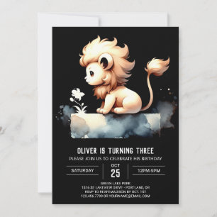 Invitación Pastel Modern Lion Birthday