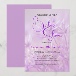 Invitación Pastel Morado Fondo Floral Brillante Ducha