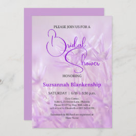 Invitación Pastel Morado Fondo Floral Brillante Ducha