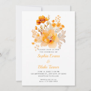 Invitación Pastel Naranja Floral Bouquet Fall Naranja Boda