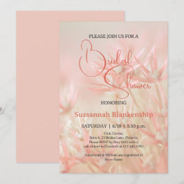 Invitación Pastel Naranja Fondo floral Ducha de novia