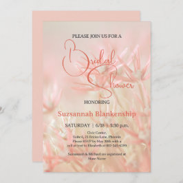 Invitación Pastel Naranja Fondo floral Ducha de novia
