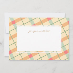 Invitación Pastel Naranja Verde azulado Gingham Plaid Check N